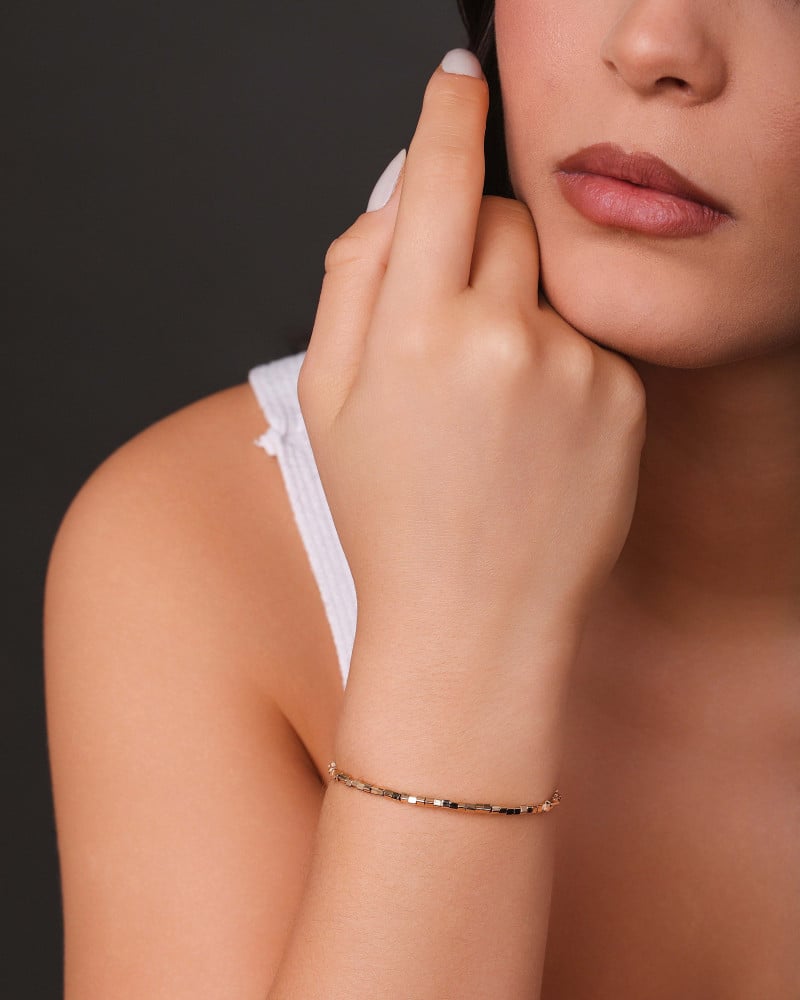 Bracelete Mola Quadrados 2 mm Banhado a Ouro 18K