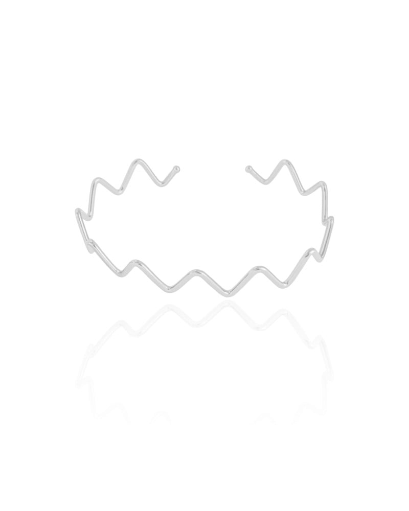 Bracelete Fio Zig Zag 2 mm Ródio Branco