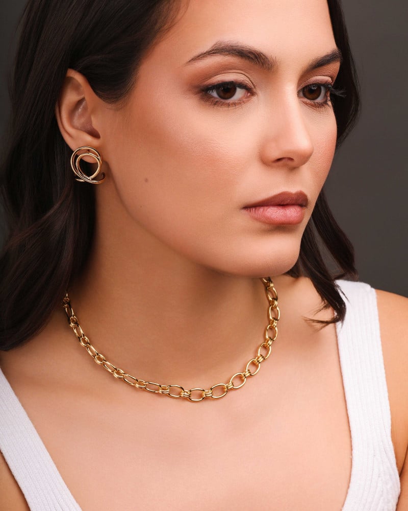 Gargantilha Elos Ovais 9 mm Banhado a Ouro 18K - 40 cm