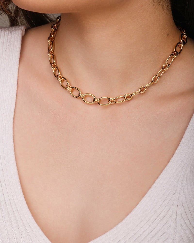 Gargantilha Elos Ovais 9 mm Banhado a Ouro 18K - 40 cm