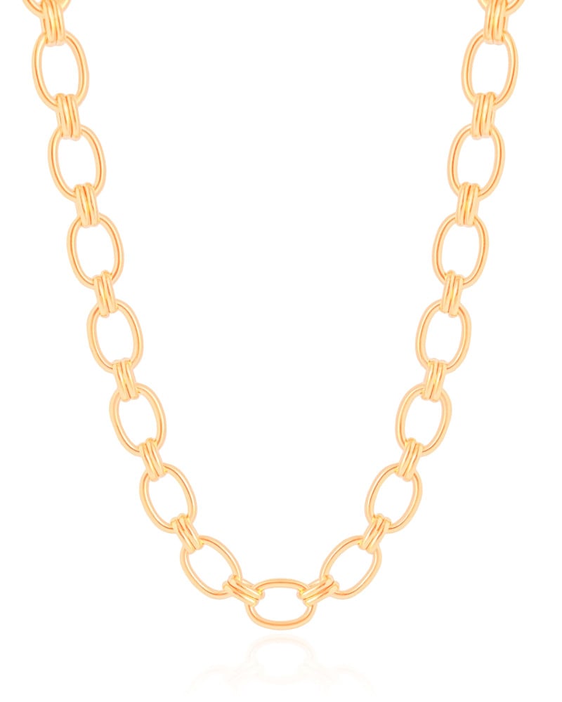 Gargantilha Elos Ovais 9 mm Banhado a Ouro 18K - 40 cm