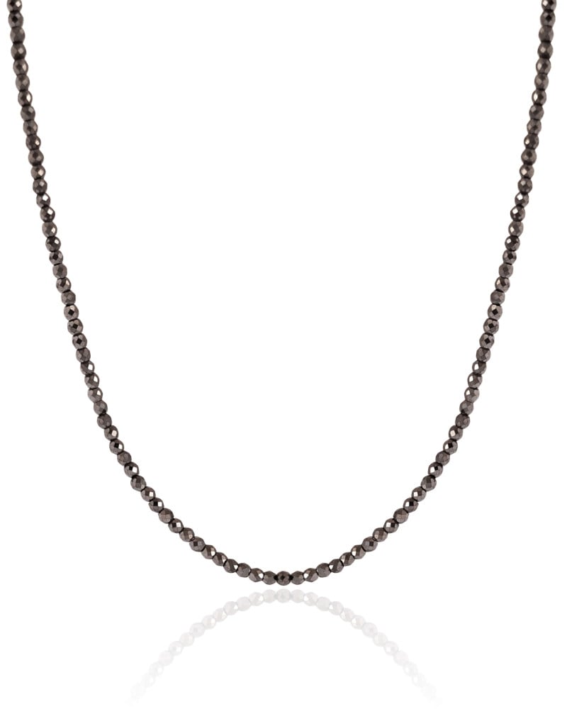 Choker Hematita Grafite 2 mm Ródio Branco