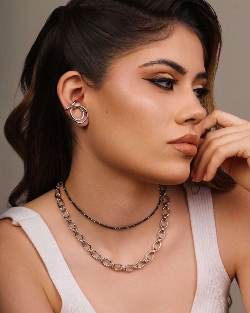 Choker Hematita Grafite 2 mm Ródio Branco