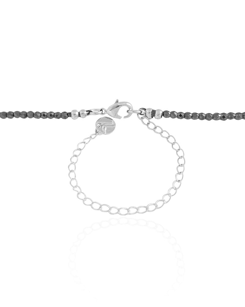 Choker Hematita Grafite 2 mm Ródio Branco