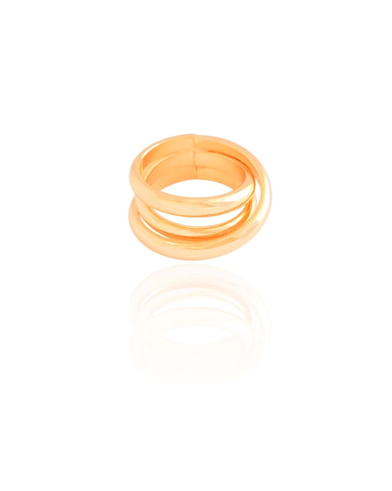 Anel Filetes Entrelaçados Tamanho 14 Banhado a Ouro 18K