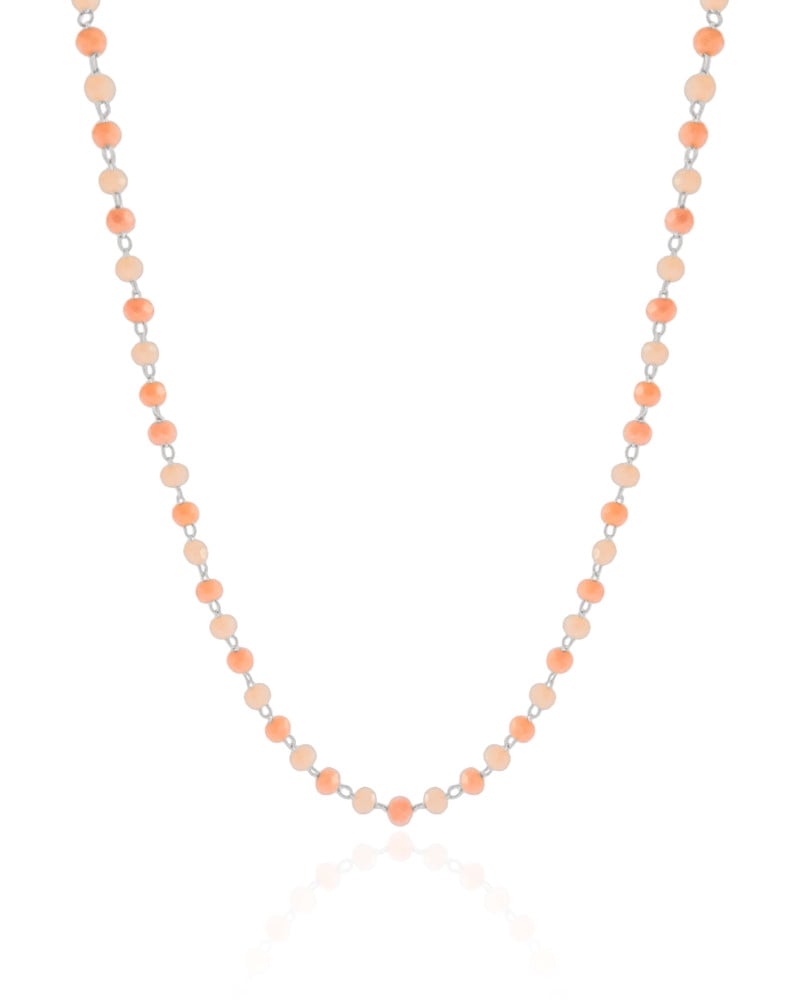Choker Bolinhas Pêssego e Salmão 3 mm Ródio Branco