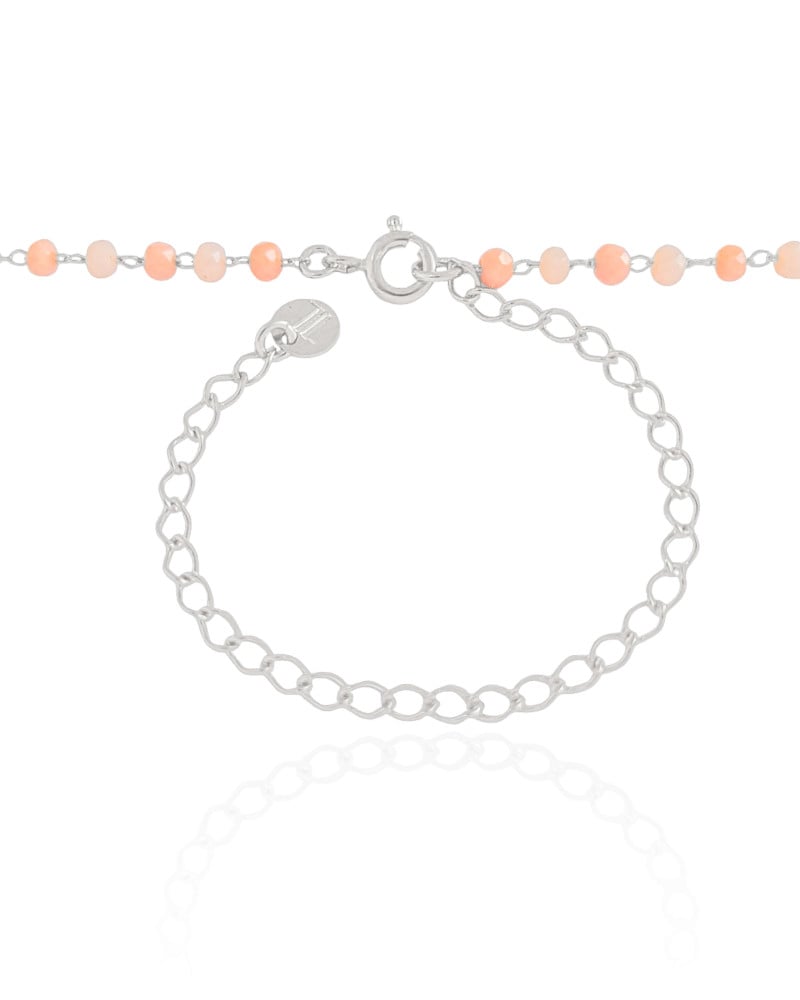 Choker Bolinhas Pêssego e Salmão 3 mm Ródio Branco