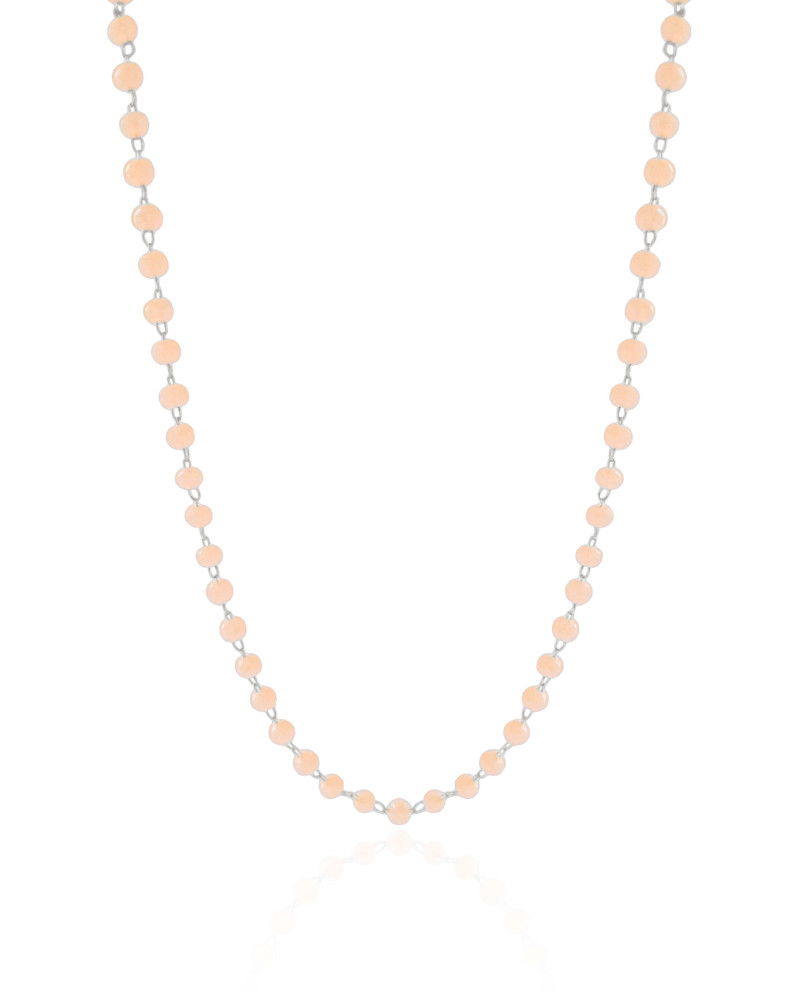 Choker Bolinhas Pêssego 3 mm Ródio Branco