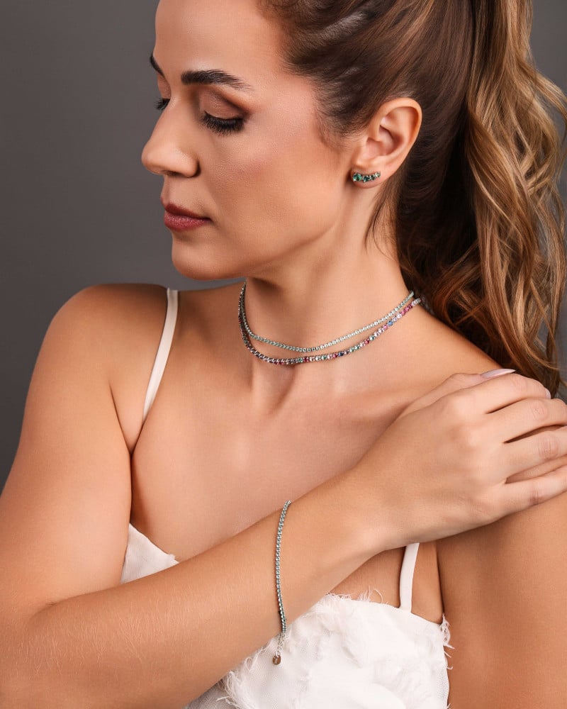 Ear Cuff Pontos de Luz Turmalina Ródio Branco