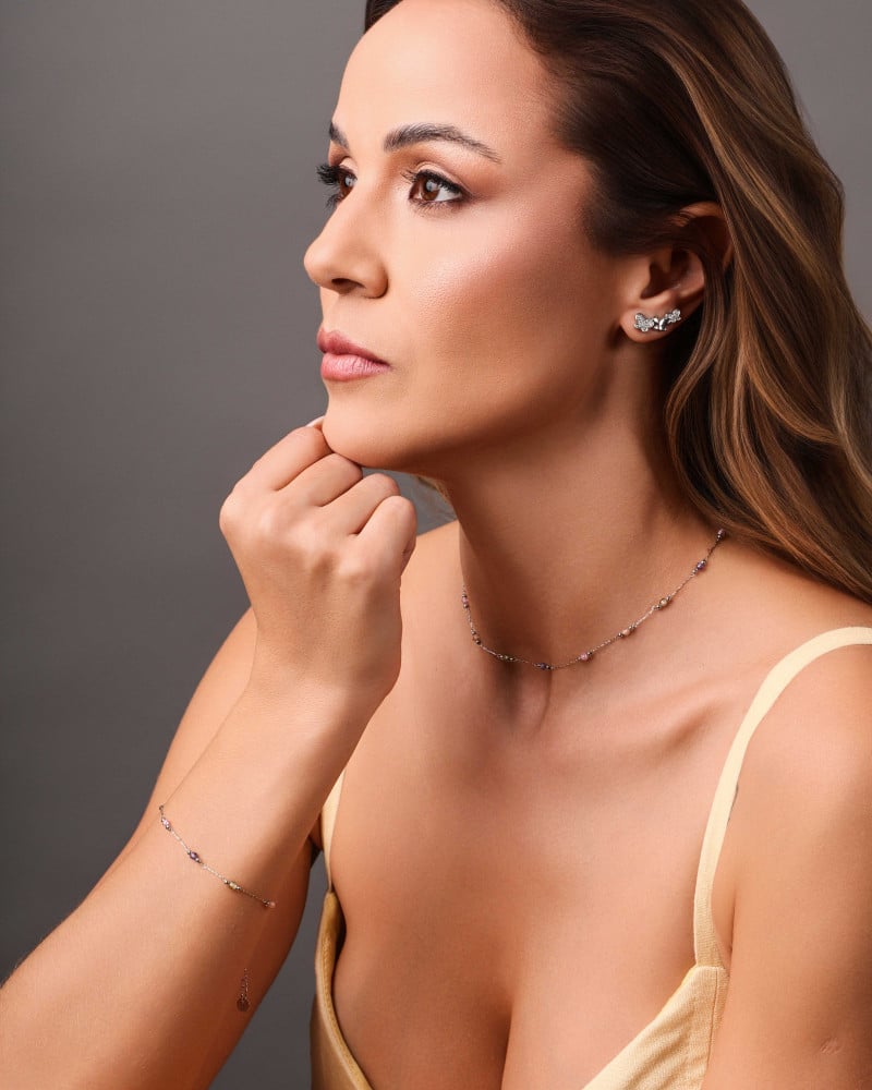 Ear Cuff Borboletas Lisas e Cravejadas Cristal Ródio Branco