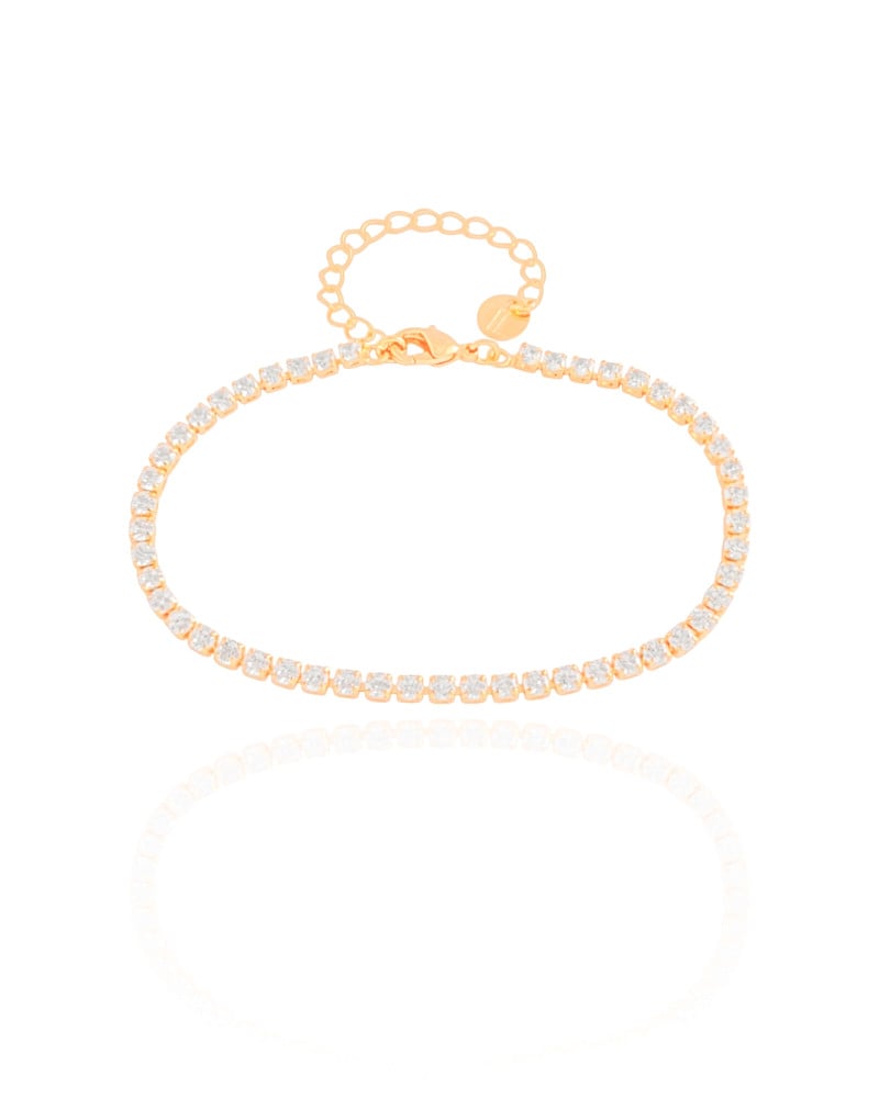 Pulseira Riviera Cristal 2.5 mm Banhado a Ouro 18K