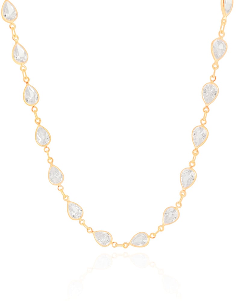 Choker Gotas Cristais 5 mm Banhado a Ouro 18K