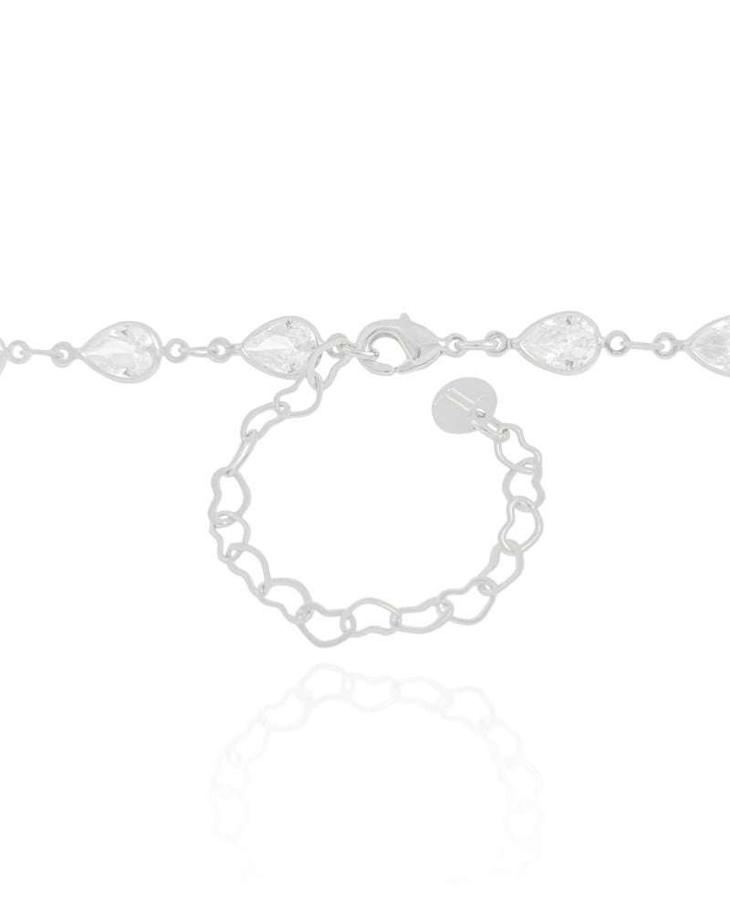 Choker Gotas Cristais 5 mm Ródio Branco