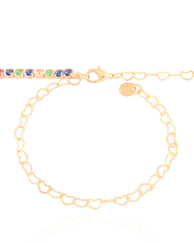 Gargantilha Riviera Colorida 3 mm Banhado a Ouro 18K - 45 cm