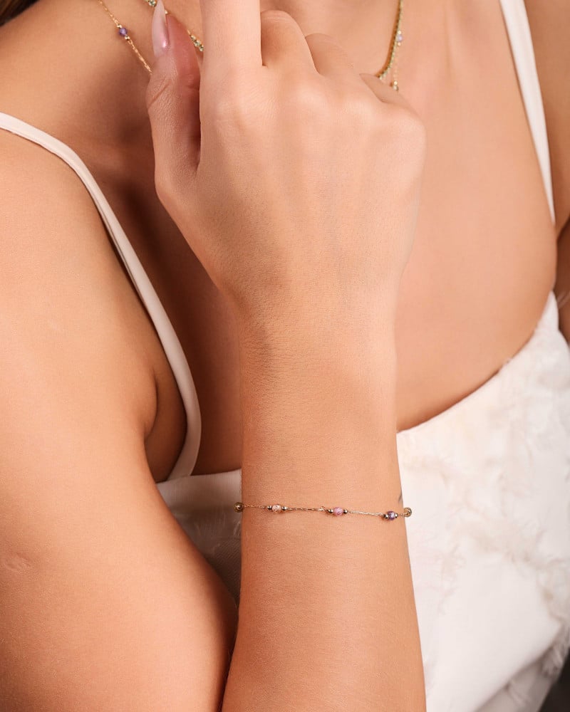 Pulseira Elos Cristais Coloridos Banhado a Ouro 18K