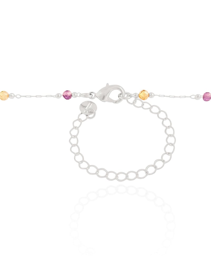 Choker Elos Cristais Coloridos 3 mm Ródio Branco