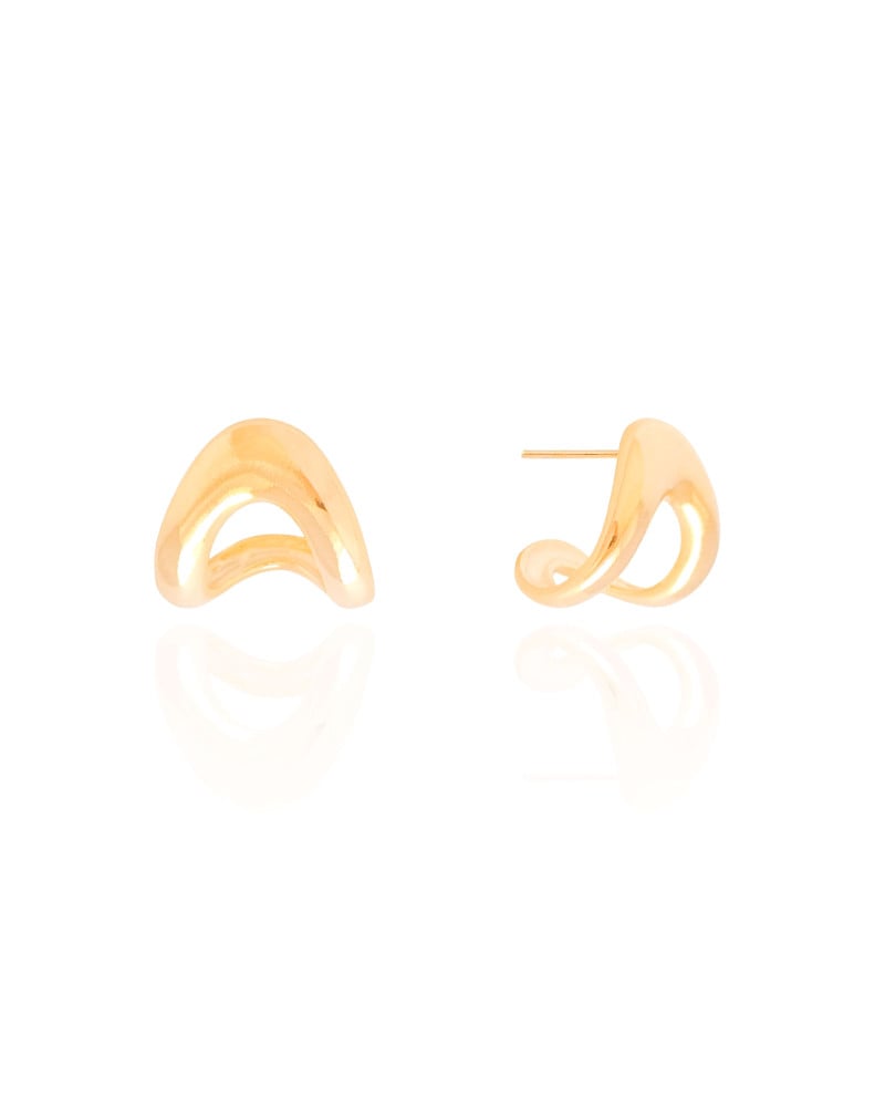 Brinco Argola Orgânica Lisa 1.6 cm Banhado a Ouro 18k