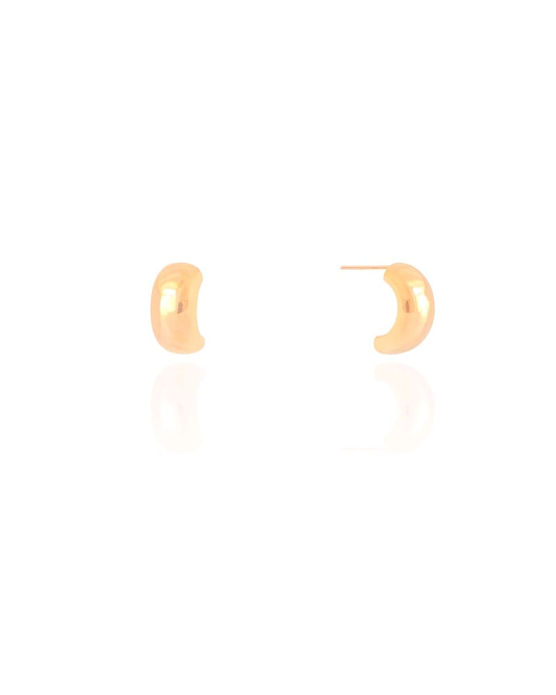 Brinco Meia Argola Lisa 1.2 cm Banhado a Ouro 18K