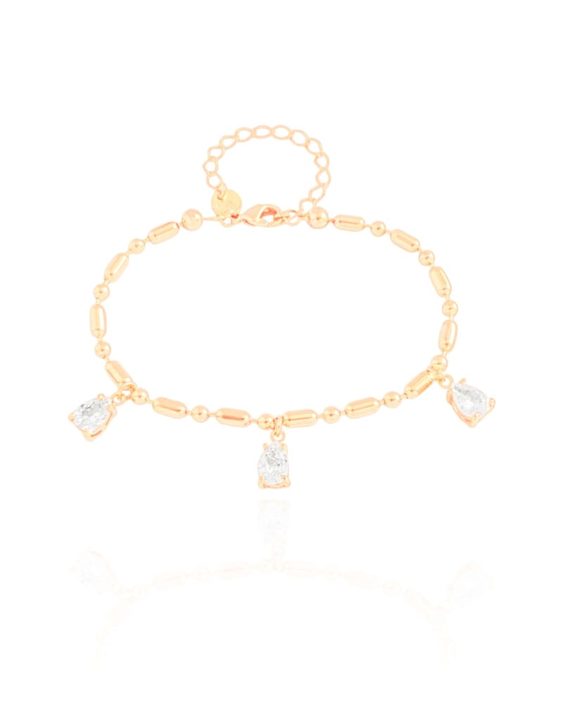 Pulseira Gomos Gotas Cristal Banhado a Ouro 18K