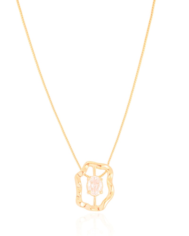 Gargantilha Oval Orgânico Ponto de Luz Cristal Banhado a Ouro 18K - 45 cm