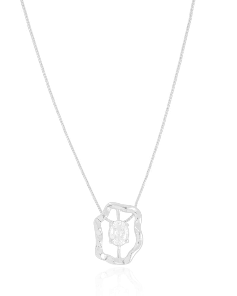 Gargantilha Oval Orgânico Ponto de Luz Cristal Ródio Branco - 45 cm