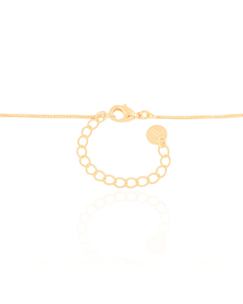 Gargantilha Longa Gota Safira Rosa 2.6 cm Banhado a Ouro 18K - 60 cm