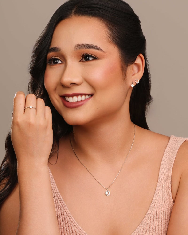 Anel Bolinhas Ponto de Luz Cristal Tamanho 15 Ródio Branco