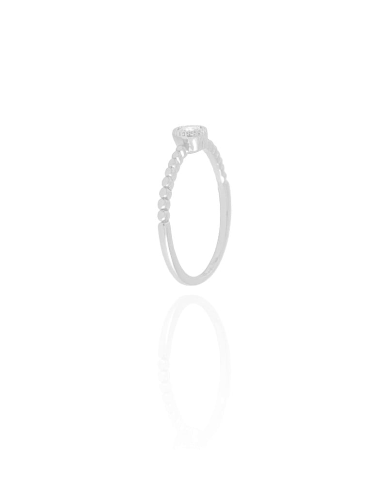 Anel Bolinhas Ponto de Luz Cristal Tamanho 15 Ródio Branco