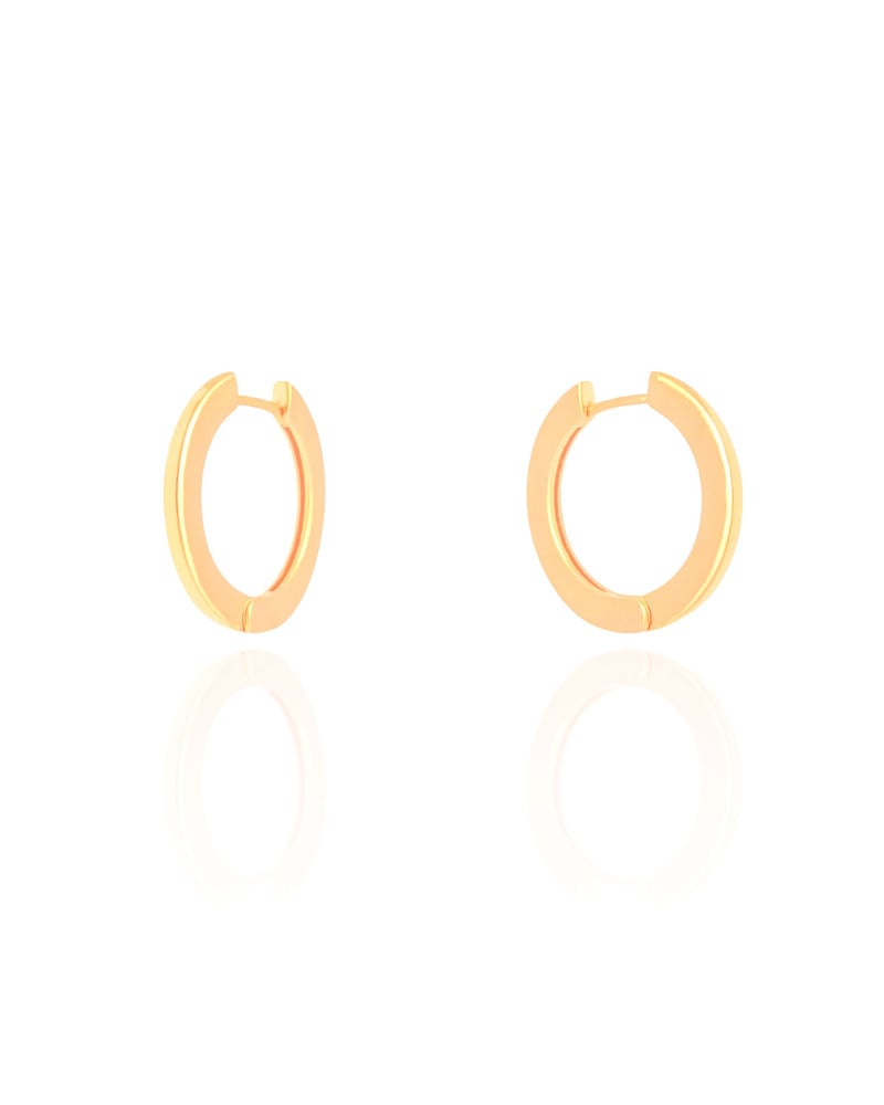 Brinco Argola Click Achatada Lisa 2.1 cm Banhado a Ouro 18K