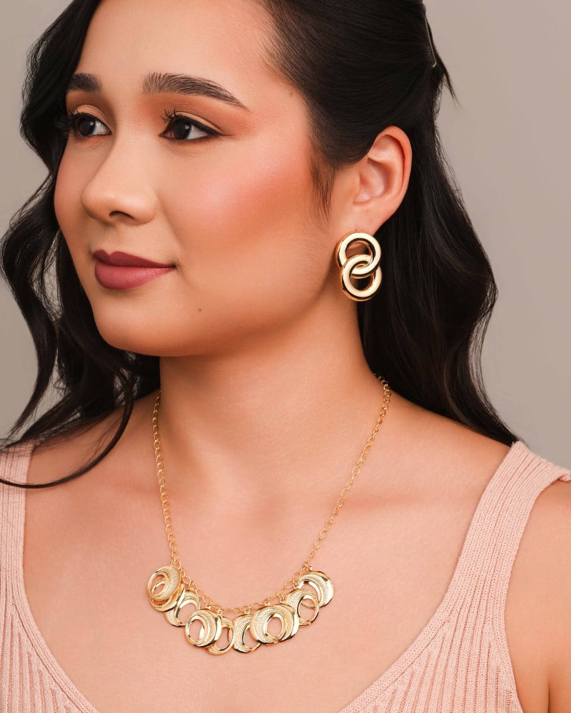 Brinco Circulos Entrelaçados Lisos 3.6 cm Banhado a Ouro 18K