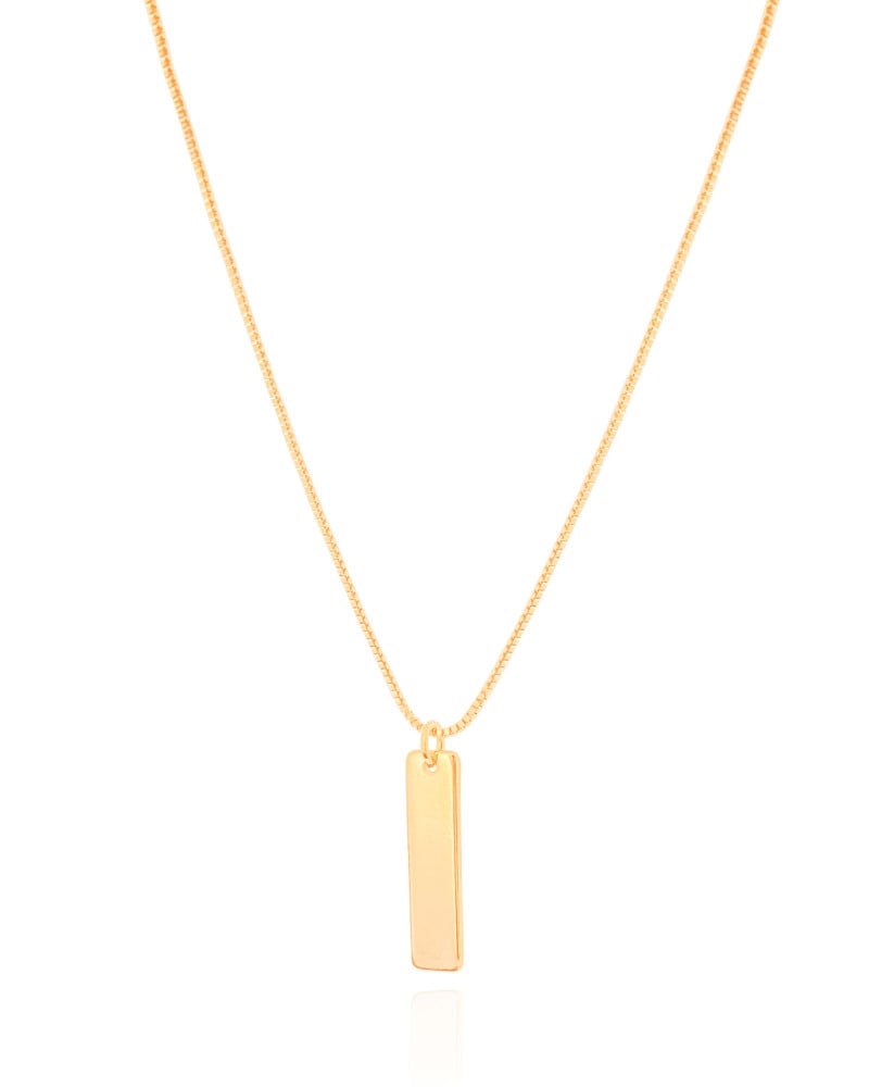 Gargantilha Veneziana Retângulo Liso Banhado a Ouro 18K - 45 cm