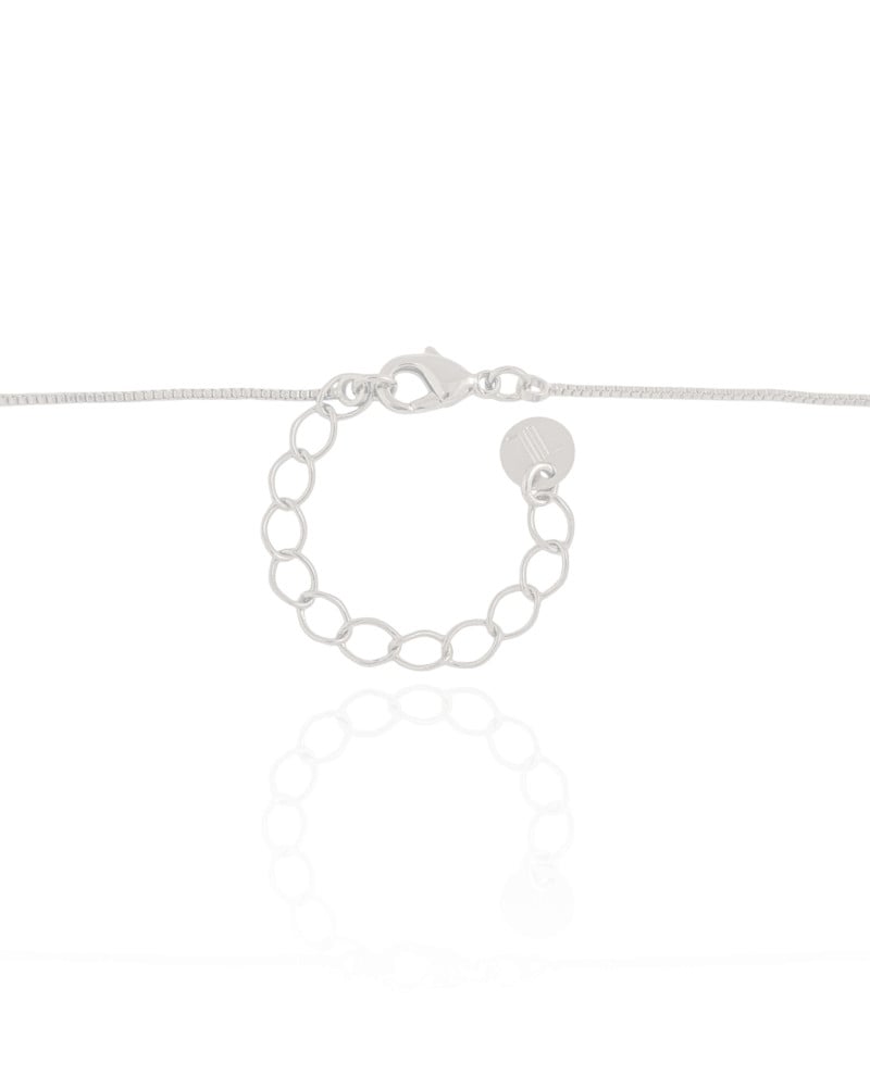 Gargantilha Veneziana Retângulo Liso Ródio Branco - 45 cm