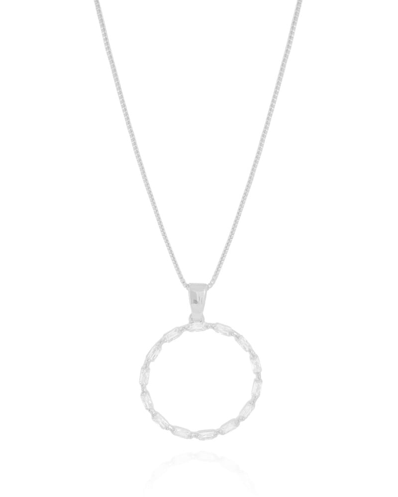 Gargantilha Veneziana Círculo Baguetes Cristal Ródio Branco - 45 cm