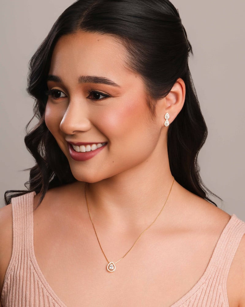 Gargantilha Veneziana Gota Cravejada Cristal Banhado a Ouro 18K - 45 cm