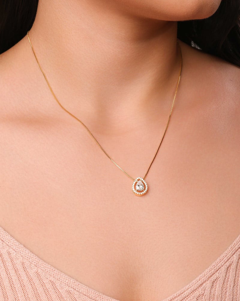 Gargantilha Veneziana Gota Cravejada Cristal Banhado a Ouro 18K - 45 cm