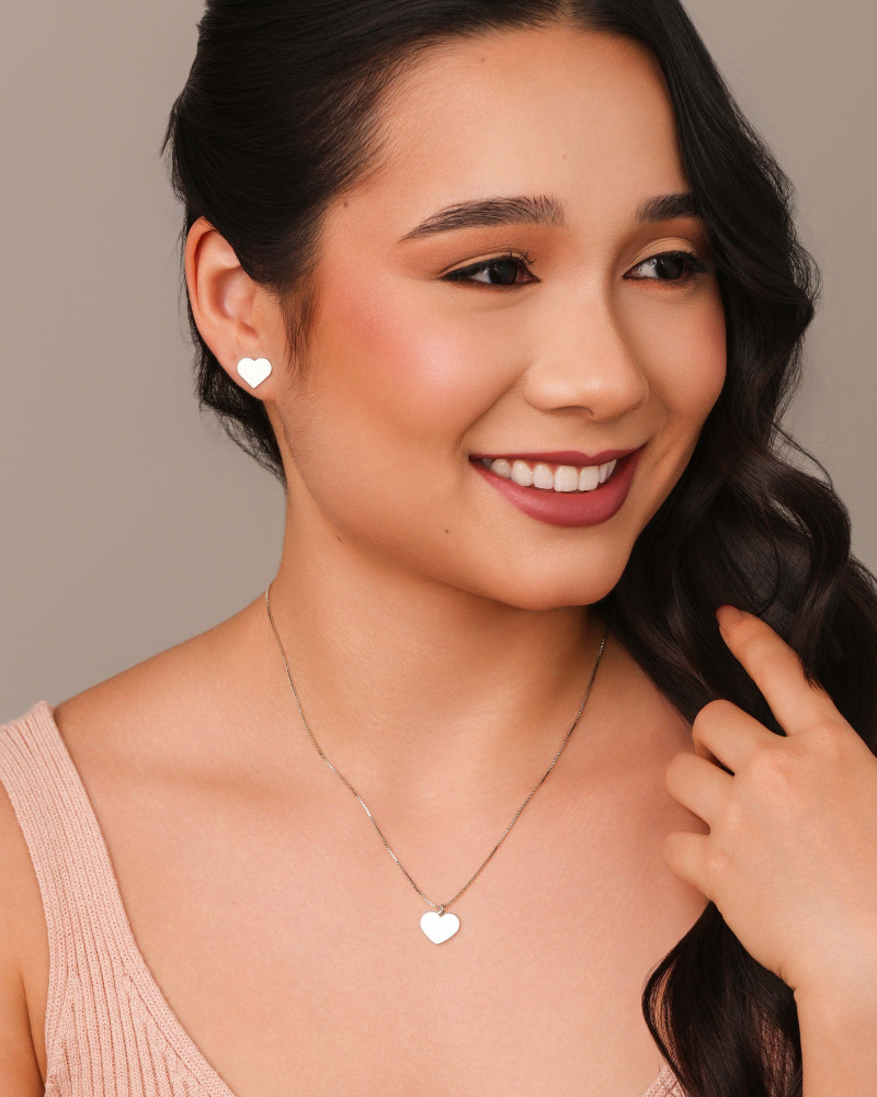 Gargantilha Veneziana Coração Liso 1.0 cm Ródio Branco - 45 cm