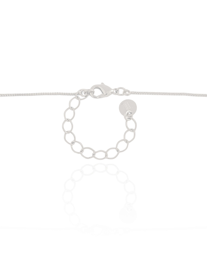 Gargantilha Veneziana Coração Liso 1.0 cm Ródio Branco - 45 cm