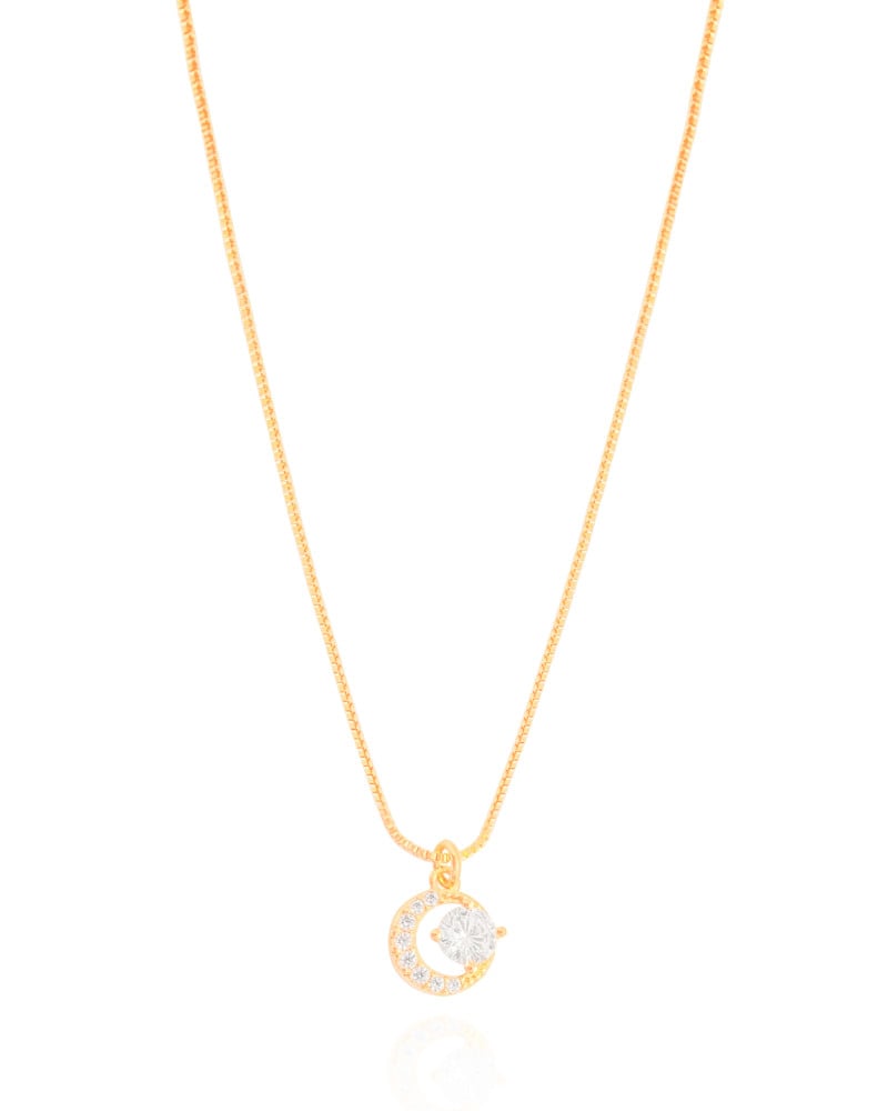 Gargantilha Redondo Ponto de Luz Cravejado Cristal Banhado a Ouro 18K - 45 cm