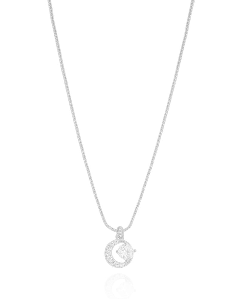 Gargantilha Redondo Ponto de Luz Cravejado Cristal Ródio Branco - 45 cm