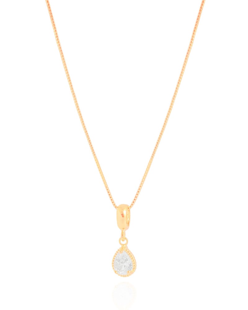 Gargantilha Veneziana Gota Cristal Detalhada Banhado a Ouro 18K - 45 cm