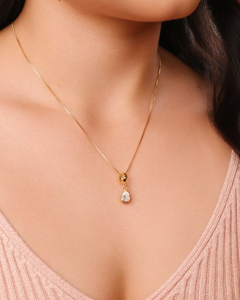 Gargantilha Veneziana Gota Cristal Detalhada Banhado a Ouro 18K - 45 cm