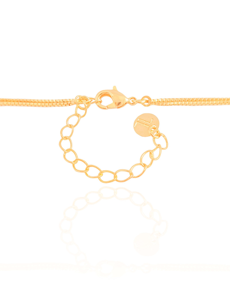 Gargantilha Dupla Corações Espirito Santo Cravejado Cristal Banhado a Ouro 18K