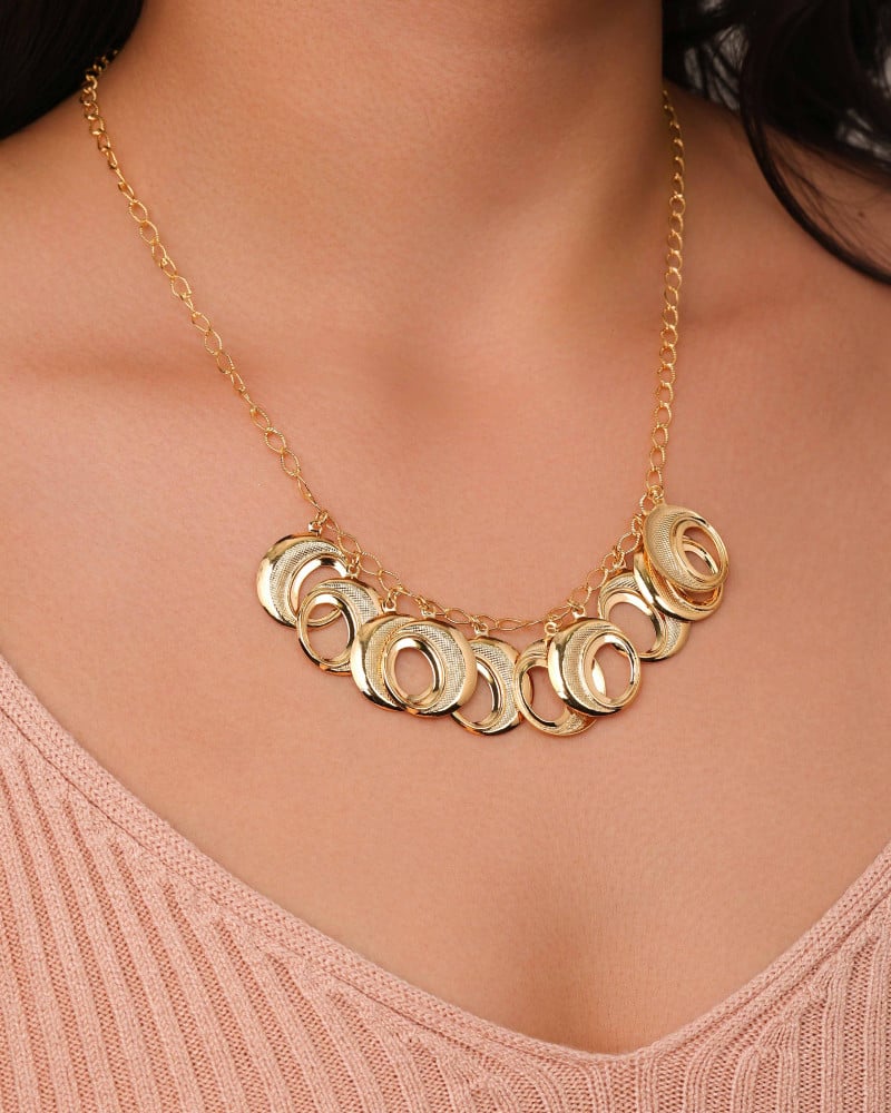 Gargantilha Elos Texturizados Banhado a Ouro 18K - 50 cm