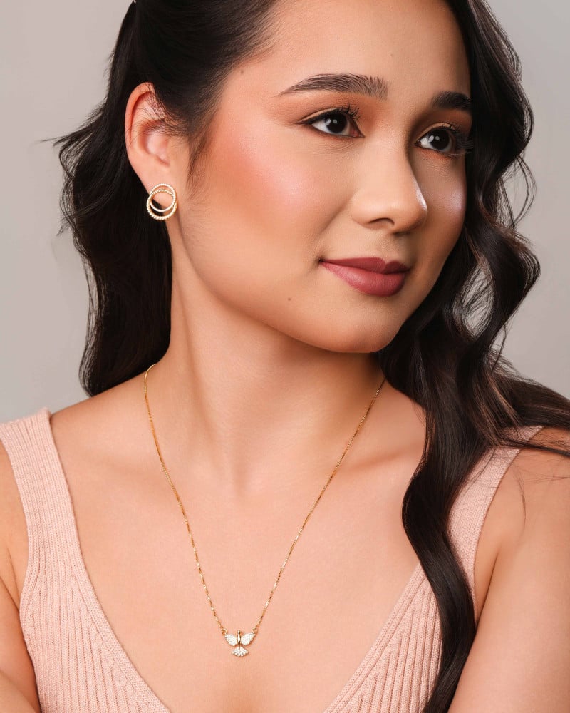 Escapulário Espírito Santo Cravejado Cristal Banhado a Ouro 18K - 60 cm