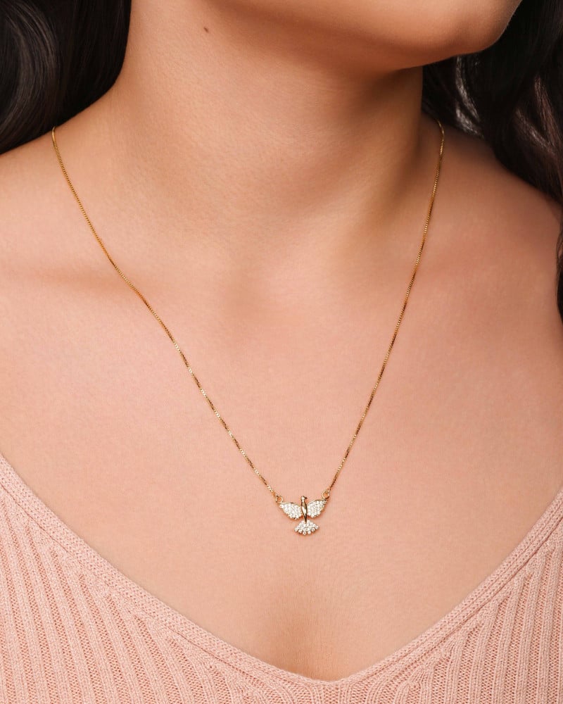 Escapulário Espírito Santo Cravejado Cristal Banhado a Ouro 18K - 60 cm