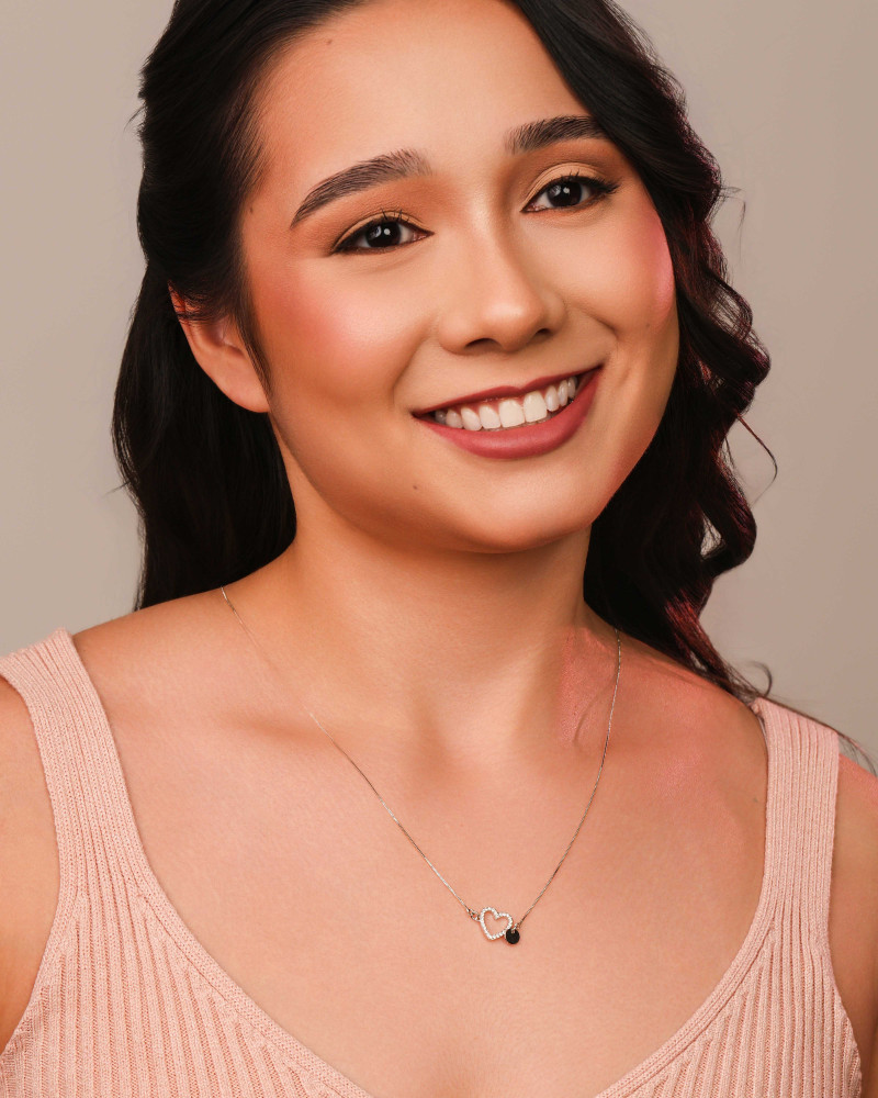 Escapulário Orai e Vigiai Coração Cravejado Cristal Ródio Branco - 70 cm