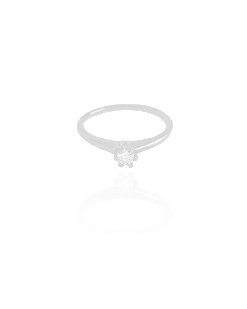 Anel Ponto de Luz Cristal Tamanho 13 Ródio Branco