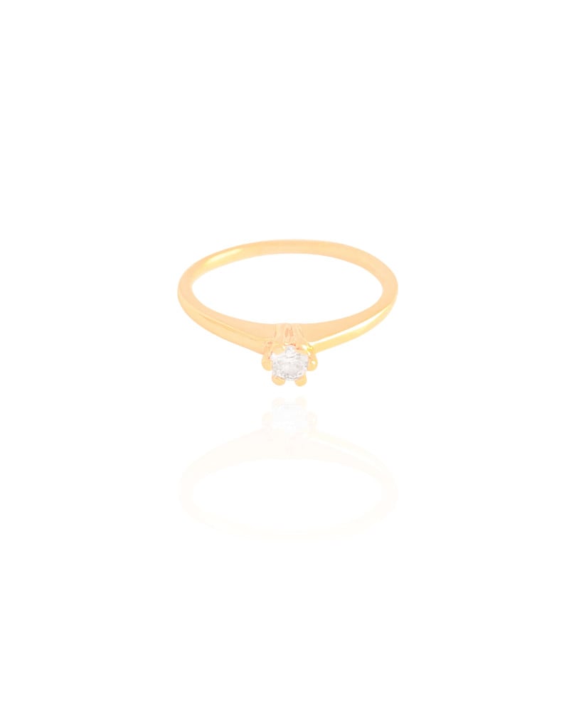 Anel Ponto de Luz Cristal Tamanho 15 Banhado a Ouro 18K