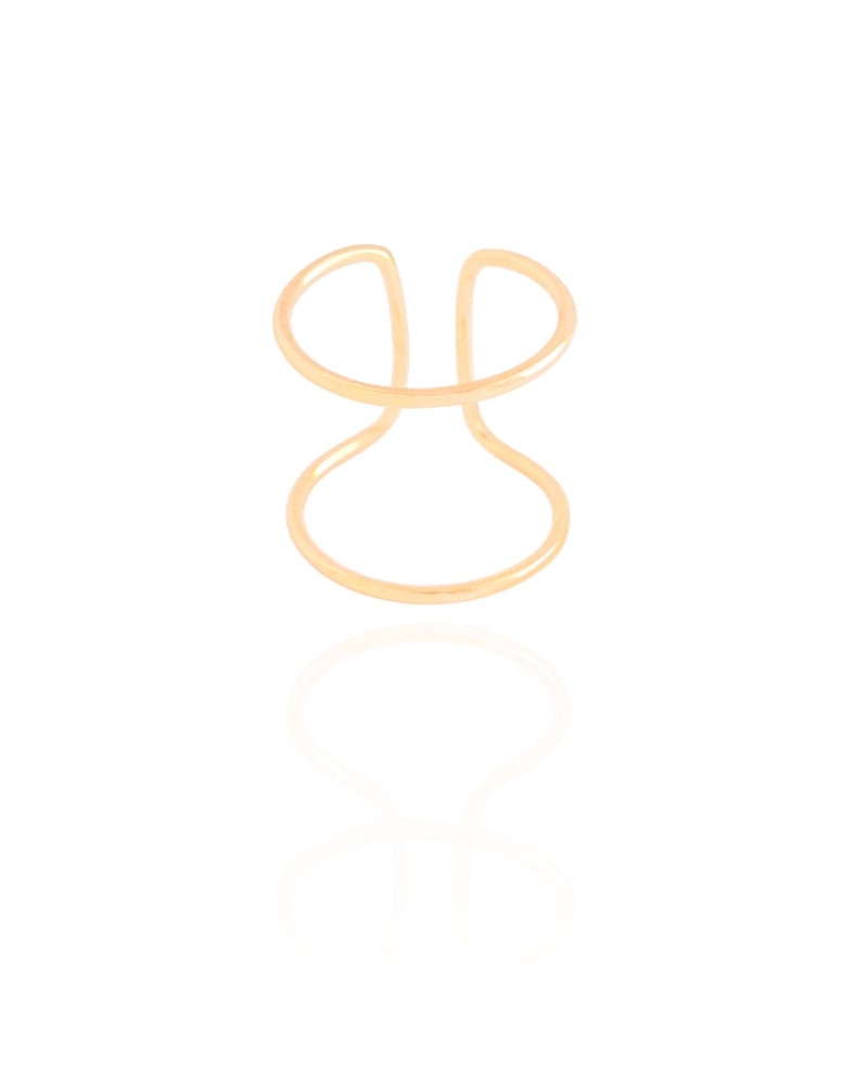 Anel Ajustável Fio Duplo Liso Tamanho P Banhado a Ouro 18K