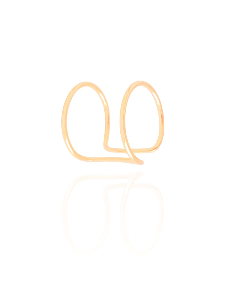 Anel Ajustável Fio Duplo Liso Tamanho P Banhado a Ouro 18K